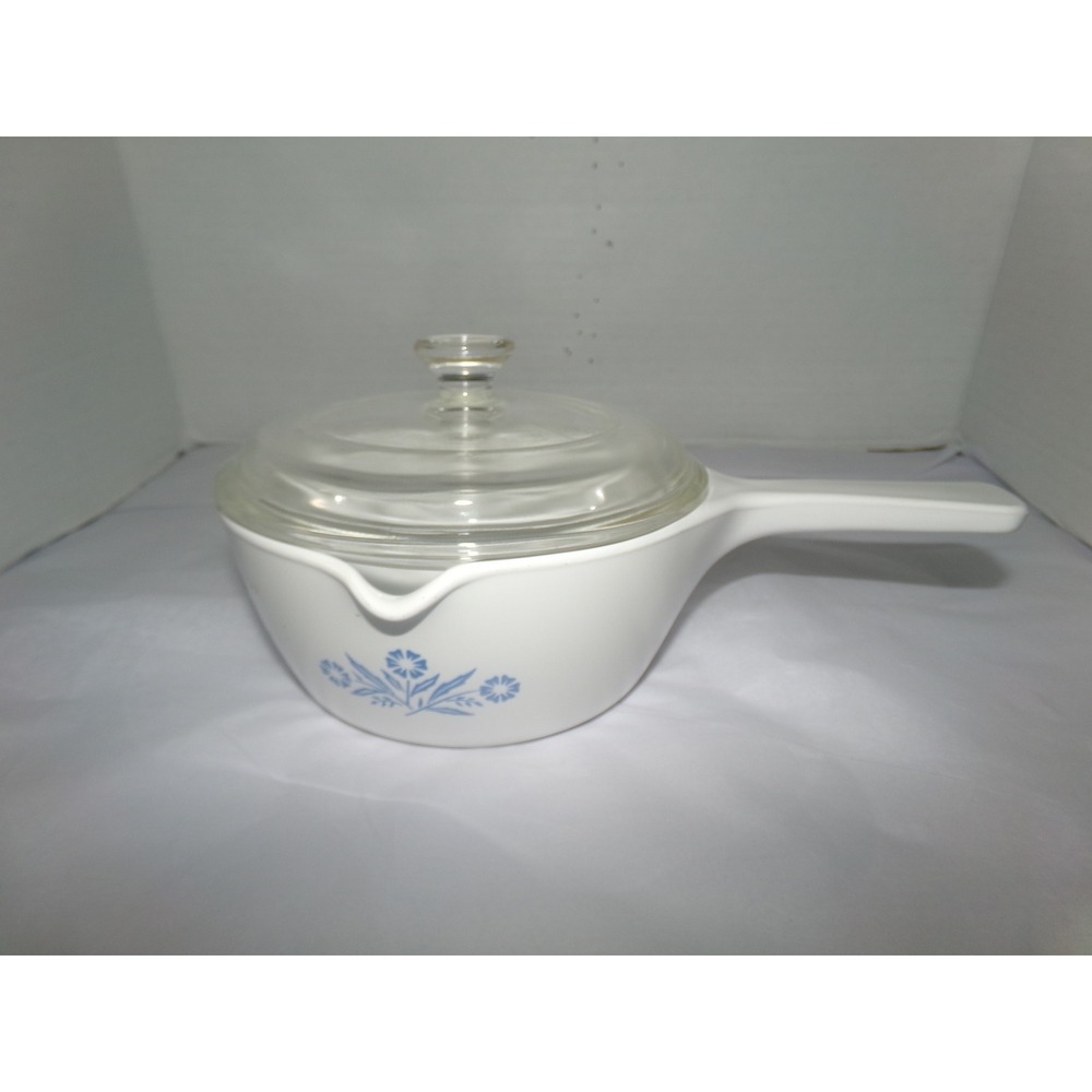 Vintage Corning Ware Blue Cornflower 1 Pint Saucepan P-81-B with Glass Lid P-81C
